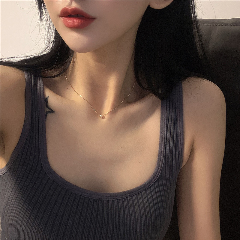 Korean high-end niche personalized clavicle chain necklace ins internet celebrity same style simple and versatile metal necklace