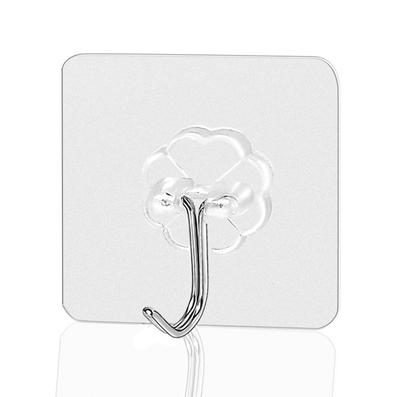Transparent traceless hook wholesale strong adhesive hook magic punch-free plastic hook strong hook nail-free adhesive factory