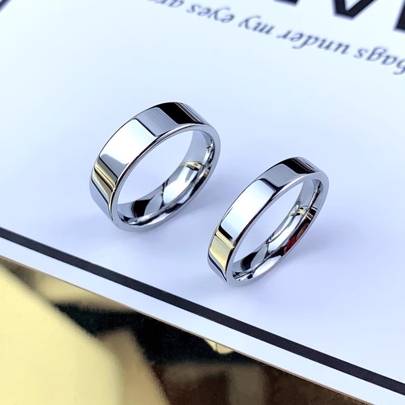 Titanium steel ring men's ring niche design plain ring ring couple ring inner ball flat outer non-fading jewelry