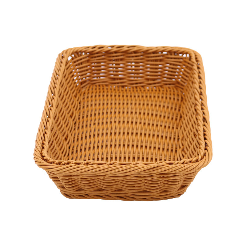 Continuous stock imitation rattan bread basket snack basket shopping mall display storage basket square rattan fruit basket