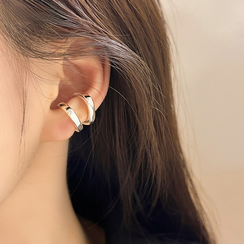 Simple, versatile and cool style U-shaped glossy ear bone clip with plain ring design ear clip without pierced ears for women new trendy A3