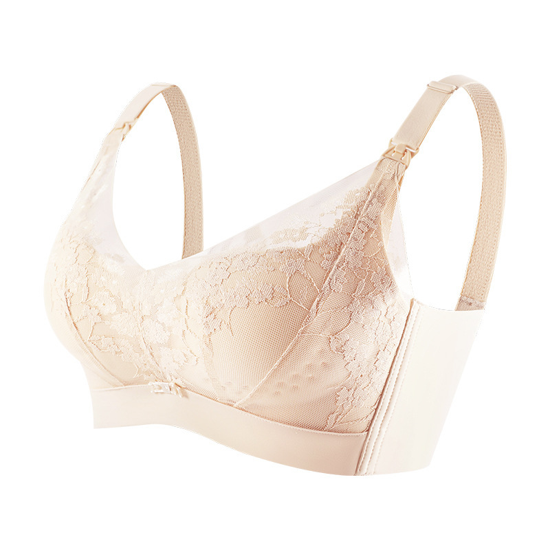 Nursing bra, advanced lace annular breathable holes, non-stuffy maternity bra, push-up support nursing bra, cross-border