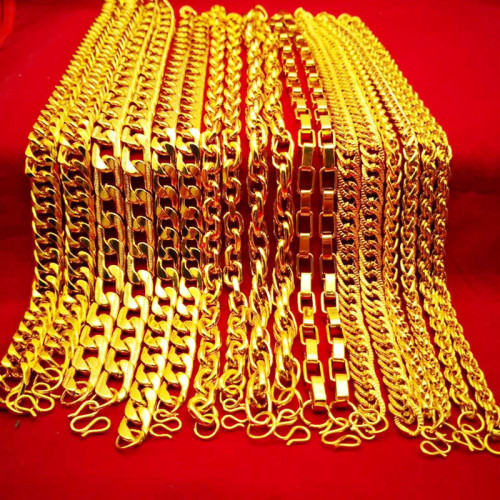 Rural market stall supply gold chain unisex gold-plated necklace men's imitation gold necklace fire gold necklace