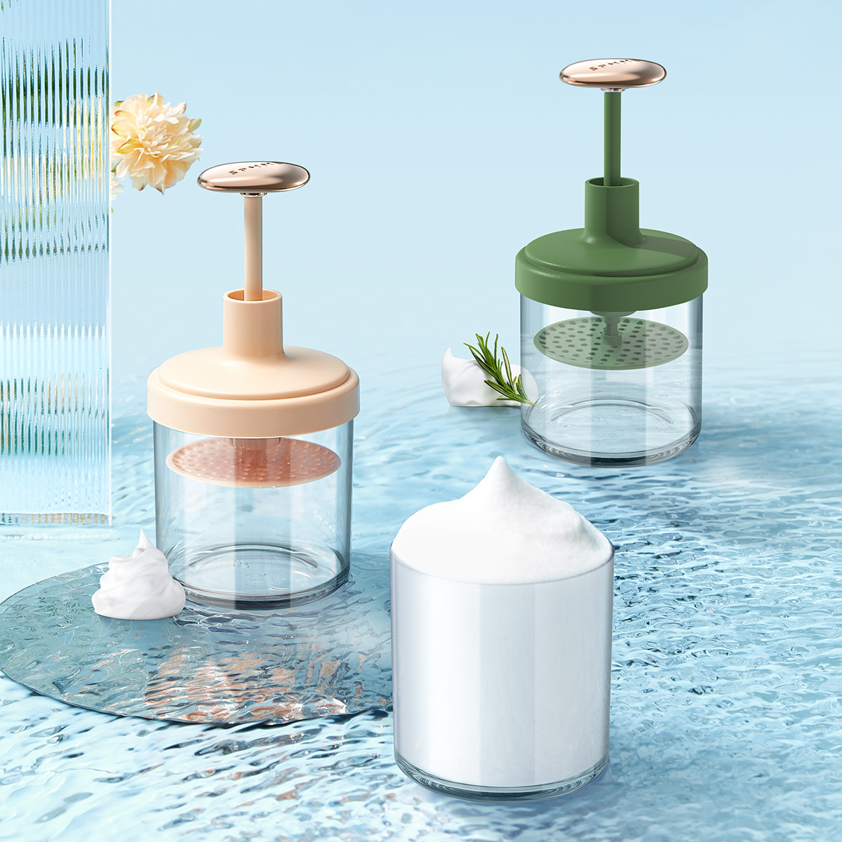 Foaming machine for face wash, home travel, portable shower gel, shampoo, manual push-type foaming machine