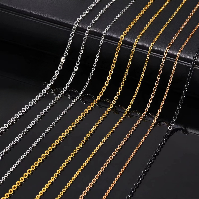 Hot in stock 18K real gold cross chain titanium steel chain DIY jewelry accessories necklace bright non-fading necklace accessories