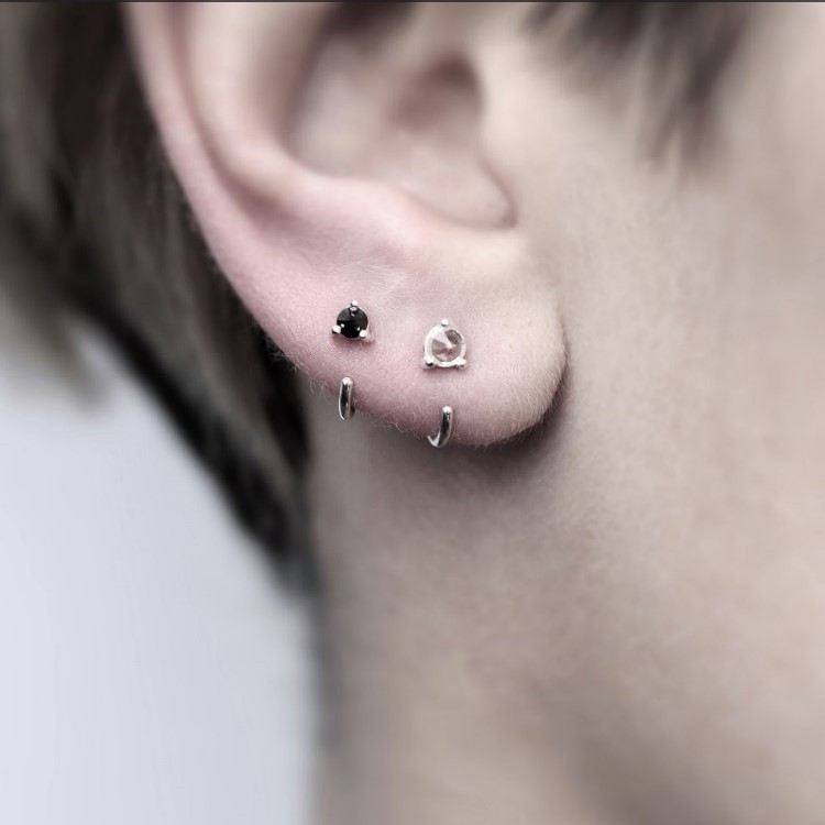 Croatian designer Andreas 925 silver earrings black diamond earrings simple literary and creative handmade earrings