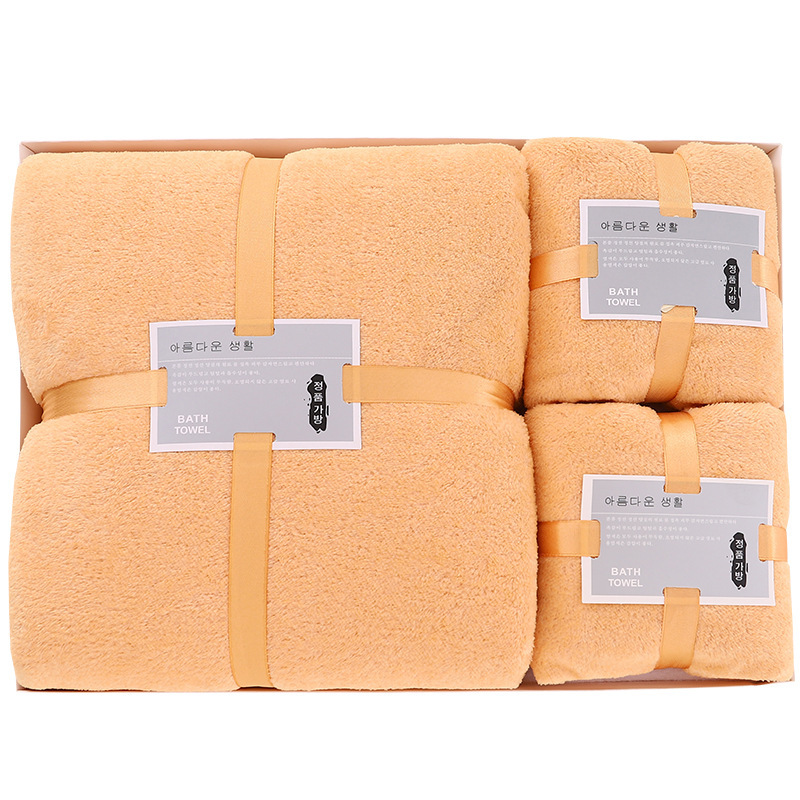 Soft coral velvet gift box towel bath towel wedding souvenir company annual meeting event gift towel wholesale