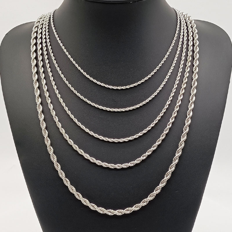 Factory direct supply of stainless steel twist necklaces, titanium steel fashion hip-hop pendants and chains, jewelry for men and women couples