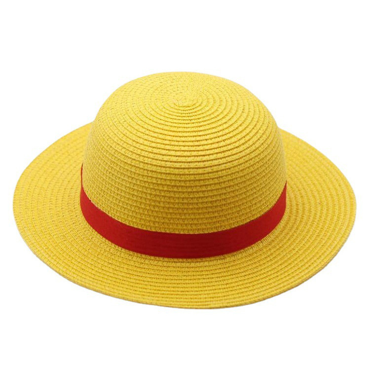 Fashionable Cartoon Little Yellow Hat One Piece Animation COSPIAY Straw Hat Summer Sunshade Beach Hat Performance Dress Up