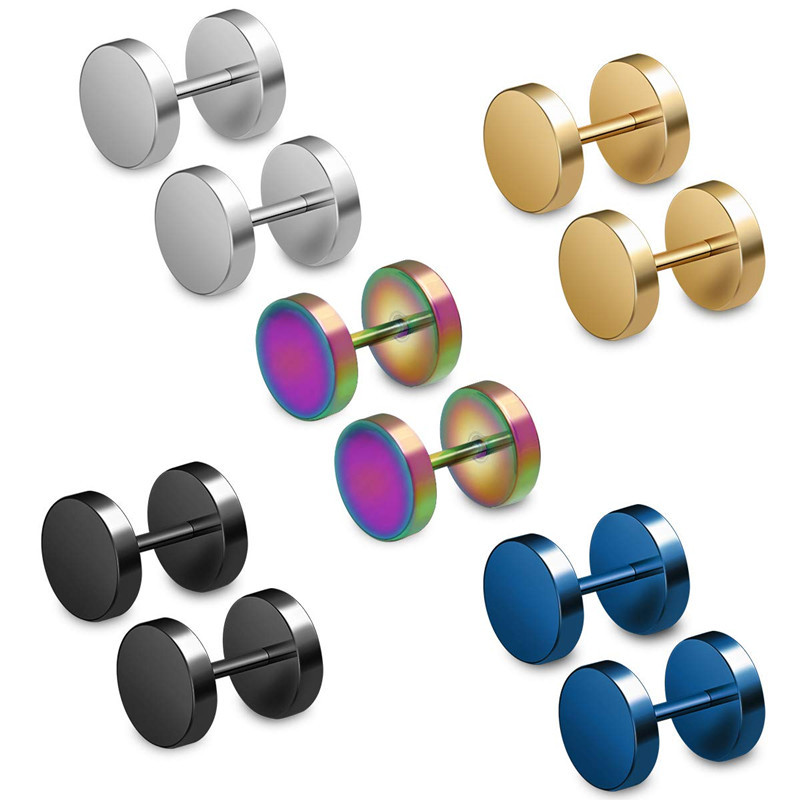 Titanium Steel Barbell Earrings Hypoallergenic Dumbbell Earrings Single Trendy Male Personalized Ear Jewelry Student Female