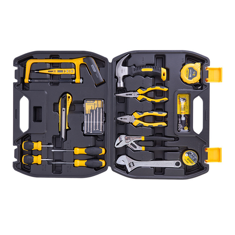 Deli tool box household set 21 pieces electrician comprehensive repair box manual hardware multi-function complete set