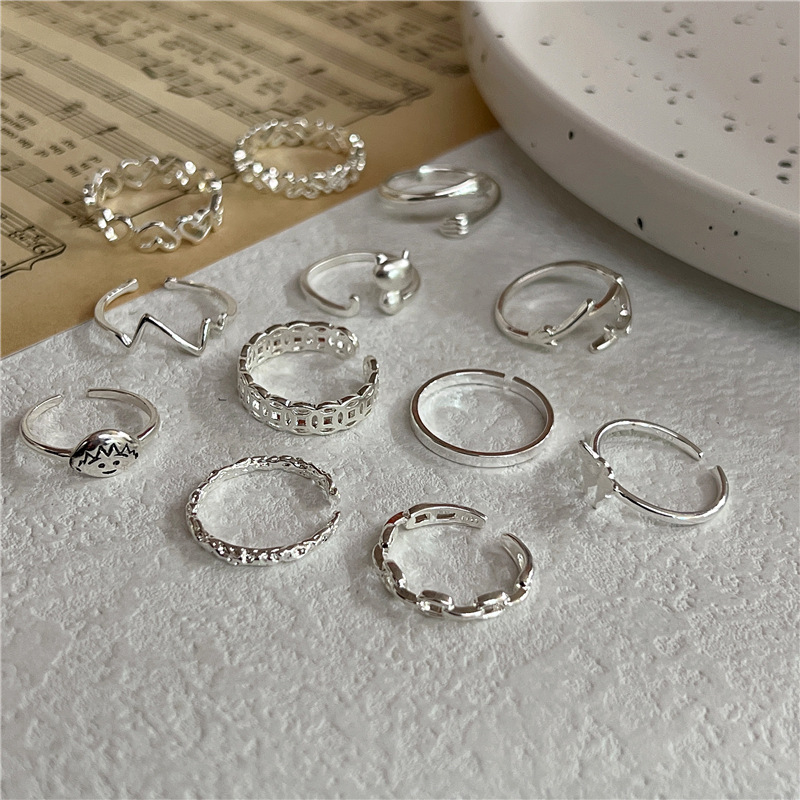 S925 sterling silver plated ring for women wholesale niche female high-end sense ins style simple ring light luxury retro ring