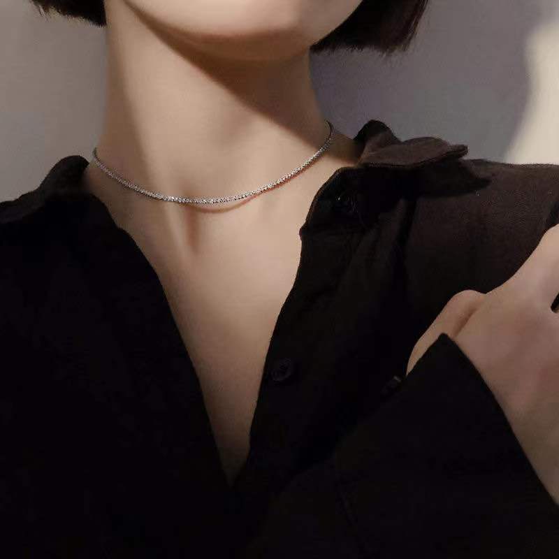 Sparkling baby's breath necklace for women, ins clavicle chain, non-fading, Internet celebrity, simple, gentle, niche temperament necklace