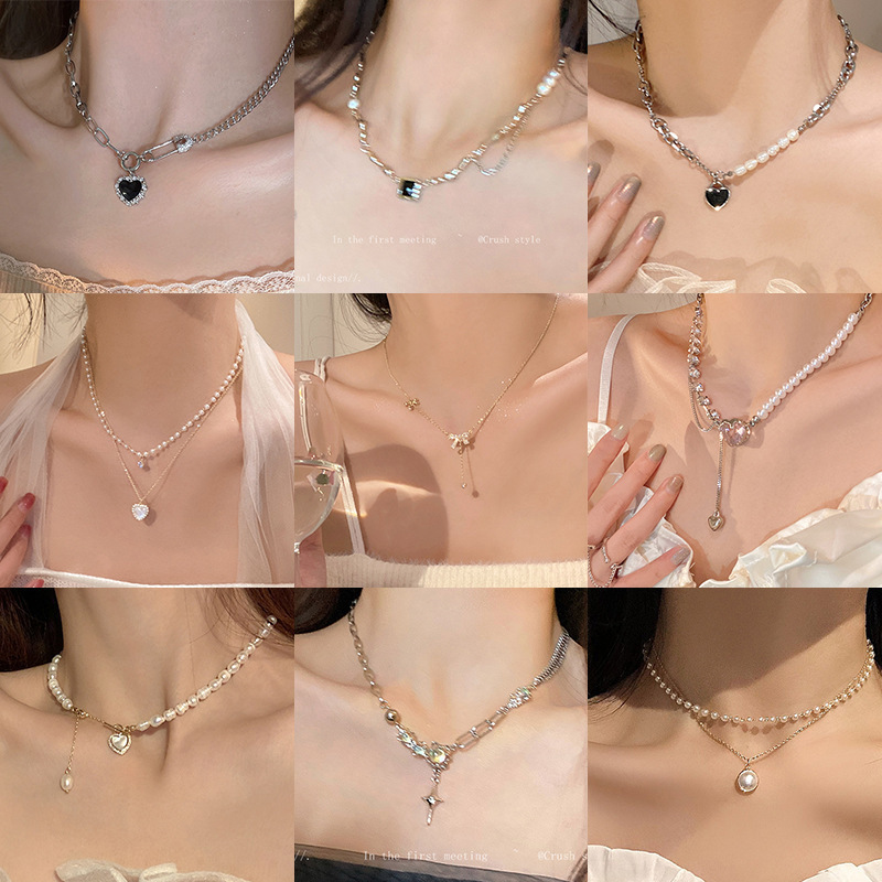 Natural pearl necklace jewelry does not fade love clavicle chain women's ethnic style niche new Chinese style necklace sweater chain