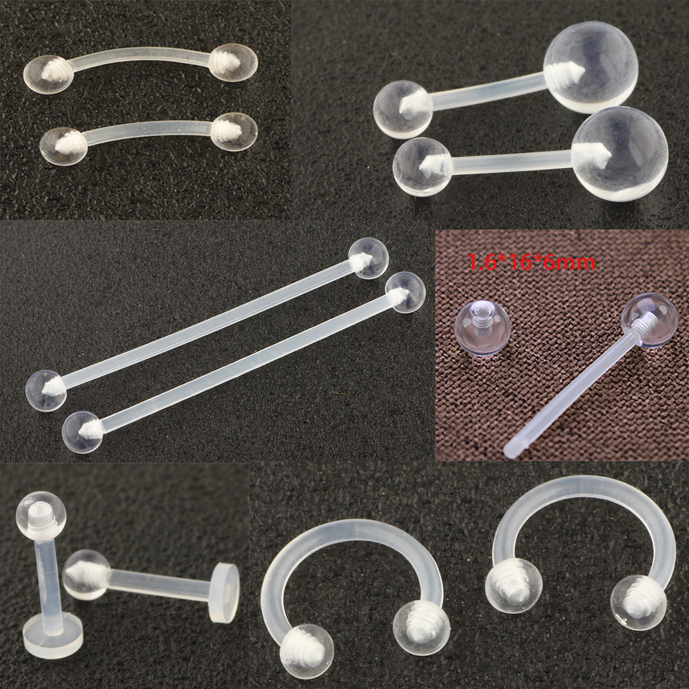 European and American fashionable and personalized acrylic transparent belly button ring, eyebrow nail, tongue barbell, nose ring, body piercing suit
