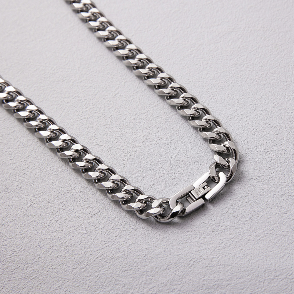 American trendy brand Cuban necklace men's titanium steel ins couple's clavicle chain personalized design thick style versatile accessories