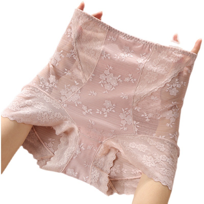 tiktok same style Kuaishou Internet celebrity live broadcast lace high waist belly control underwear large size wholesale women's pure cotton