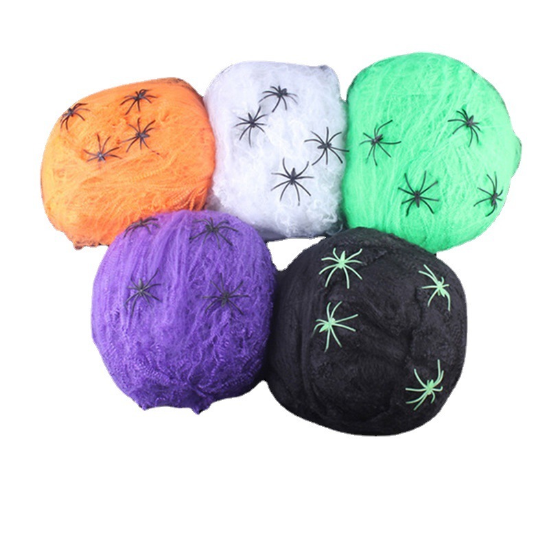Halloween supplies ghost festival scene props spider silk spider web accessories spider cotton belt spider various gram weights
