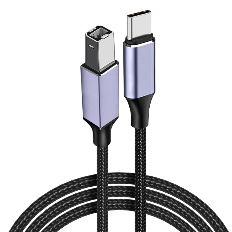 Type-C to USB2.0B square port printer braided cable suitable for laptop printing cable data cable