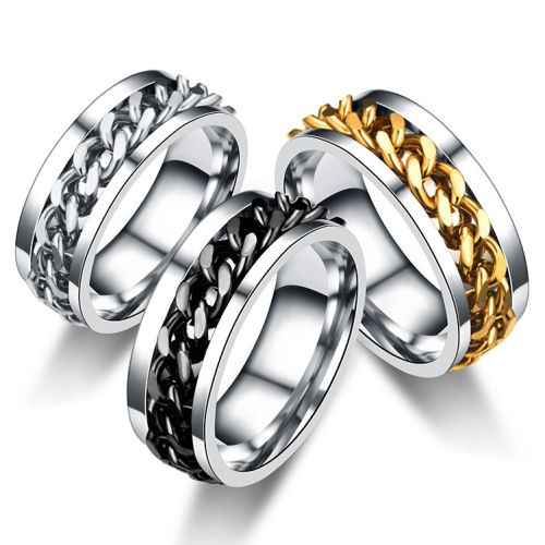 New simple transfer jewelry men's titanium steel rotatable beer bottle chain ring personalized domineering ring