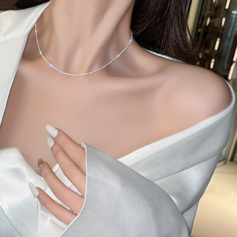 s925 silver clavicle collar cauliflower sparkling necklace jewelry girl gift temperament starry necklace