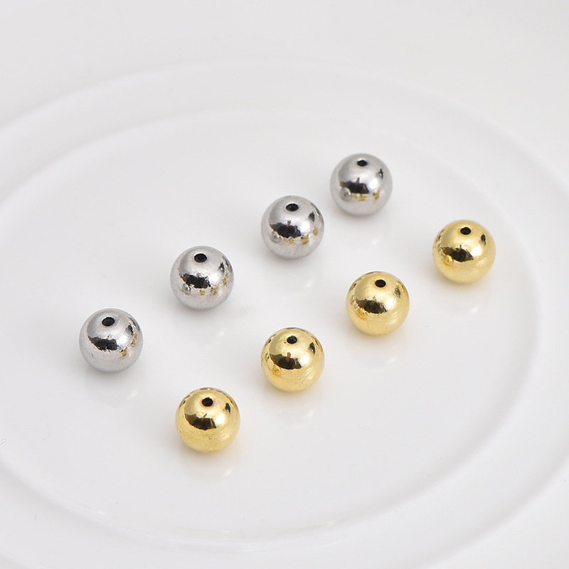 Spherical metal ear plugs, color-preserving 18k gold earring accessories, round copper beads behind the ear plugs, earrings, back buckles, caps and ear plugs