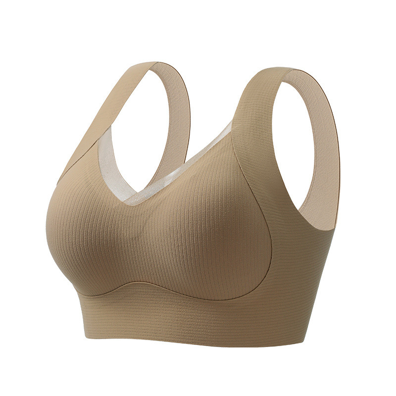Autumn and winter muscle-warming anti-gravity fixed cup underwear with wide shoulder straps, one-piece pull-up mesh tube top, seamless breathable gathering