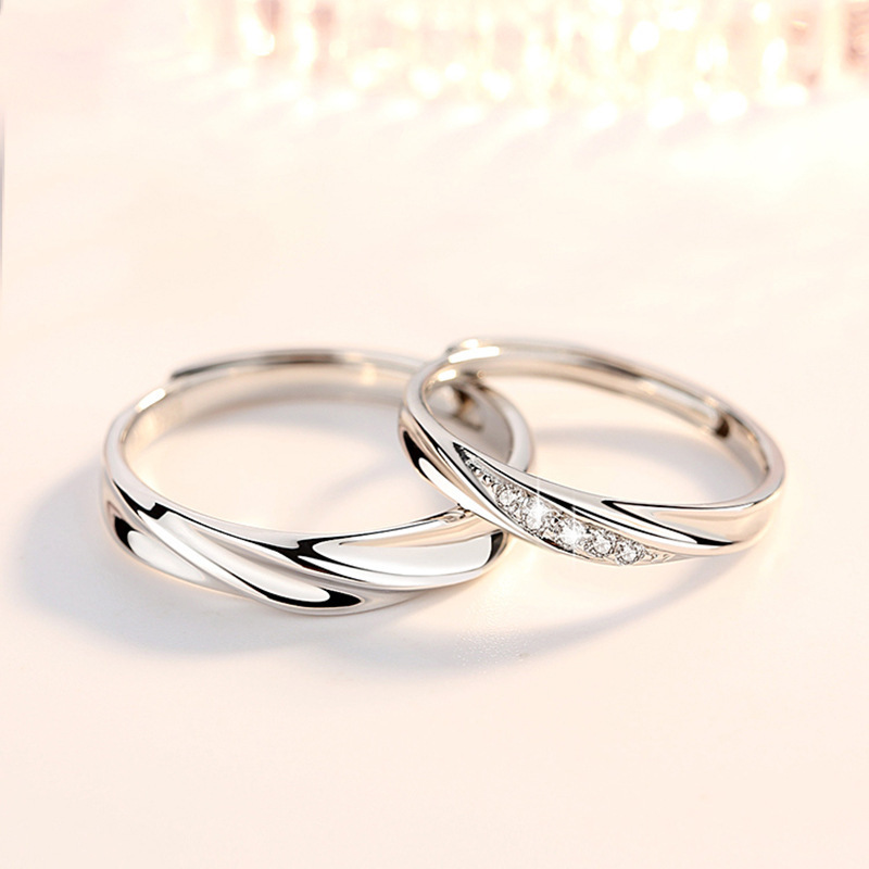 S999 sterling silver Mobius male and female couple's rings share love, a pair of niche designs for Chinese Valentine's Day