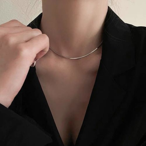 S925 sterling silver double-layered snake bone chain Internet celebrity light luxury hot girl short necklace high-end cold style clavicle chain
