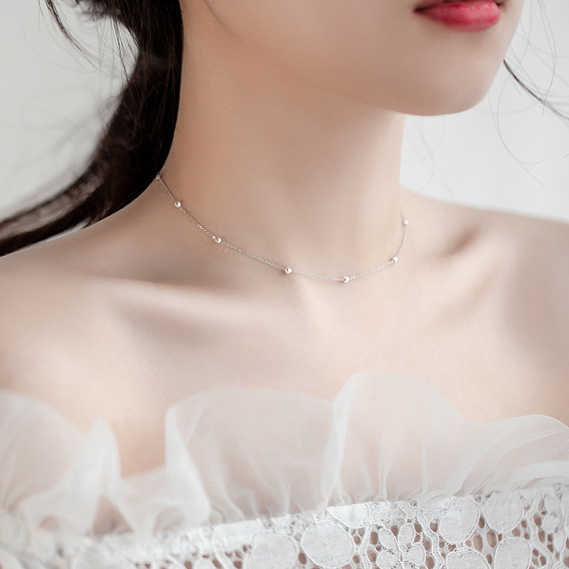 Jewelry factory new all-over 925 silver necklace women's clavicle chain simple necklace source factory silver jewelry small wholesale