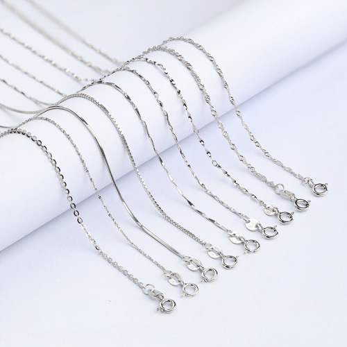 S925 sterling silver necklace women's clavicle chain box chain snake bone chain melon seed chain o-shaped chain with chain chain jewelry wholesale