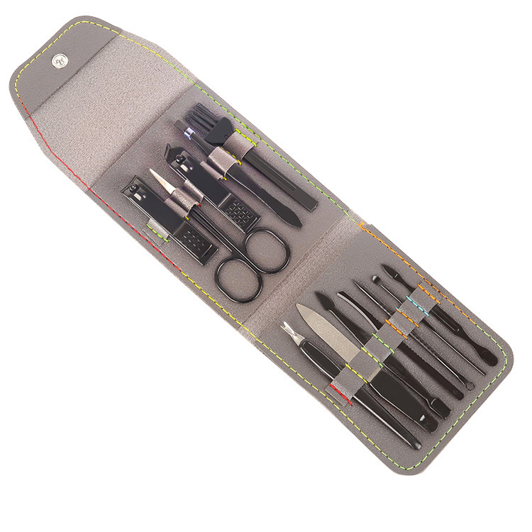 Nail Clipper Set Black 12-piece Beauty Set Nail Clipper Manicure Tools Folding Bag Nail Clipper Set