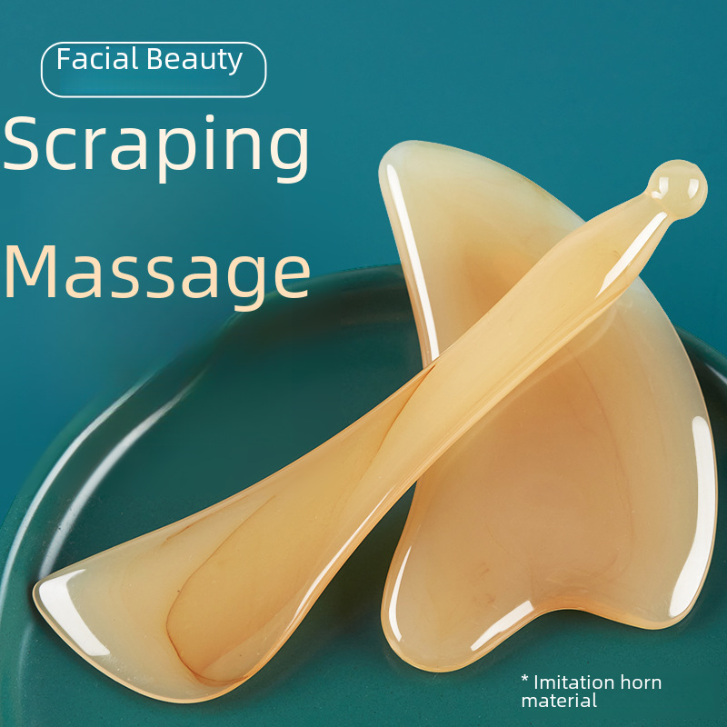 Imitation horn scraping board, facial special resin facial piercing beauty stick, triangular heart-shaped scraping blade