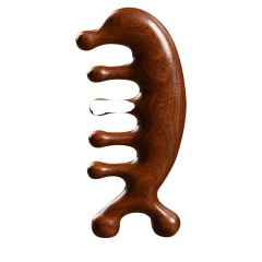 Wide-tooth enlarged golden sandalwood massage comb for household head massage comb, hair therapy comb, small comb, portable five-tooth comb