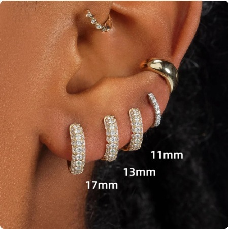 European and American cross-border high-quality micro-encrusted zircon earring rings are specially designed for fashionable, classic and versatile earrings and earrings.