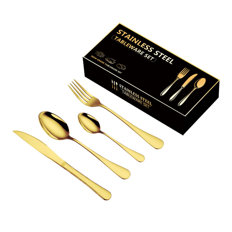 Cross-border Amazon stainless steel tableware set 48-piece Western steak knife, fork and spoon 12-person gift box set