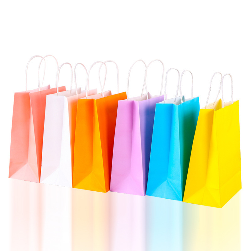 Kraft paper bag handbag wholesale catering takeaway milk tea coffee packaging bag clothing thickened paper bag can be customized