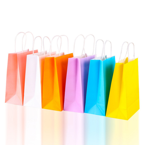 Kraft paper bag handbag wholesale catering takeaway milk tea coffee packaging bag clothing thickened paper bag can be customized