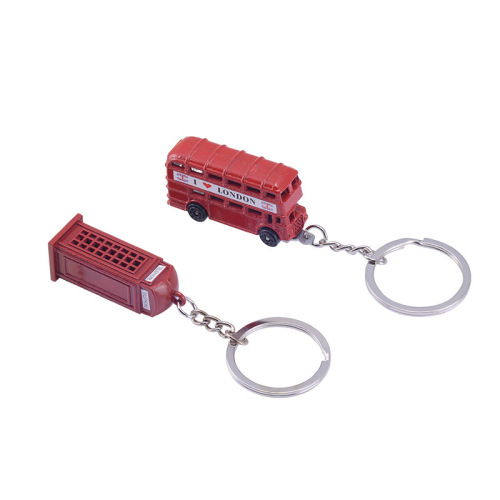 London red bus, UK, 3D phone booth keychain, factory direct sales travel souvenir gift