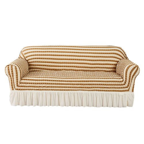 Factory direct sales sofa cover all-inclusive universal lazy anti-slip seersucker milk white one-piece stretch sofa cover