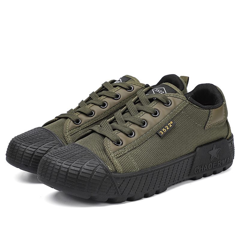 Jiefang shoes men's non-slip wear-resistant construction site work farm shoes labor protection shoes low-top canvas breathable deodorant rubber shoes wholesale
