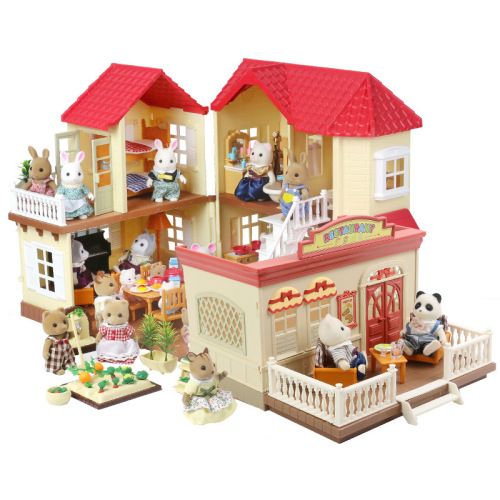 Forest House Villa Set Toy Forest Animal Family Mini Rabbit Girl Play House Toy Model