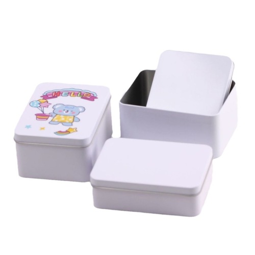 Square sticker storage and organization iron box, small batch customized peripheral storage box, exquisite cultural and creative iron box white