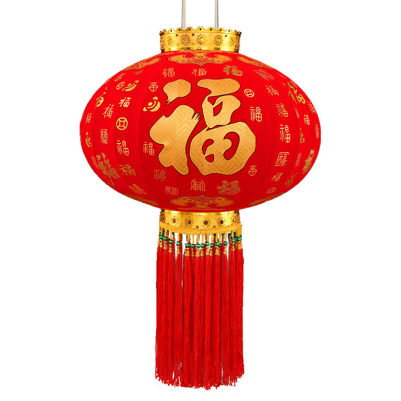 2024 new high-end red flocked lantern hanging decoration outdoor door balcony decoration Chinese New Year national style fortune palace lantern