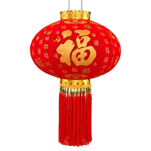 2024 new high-end red flocked lantern hanging decoration outdoor door balcony decoration Chinese New Year national style fortune palace lantern