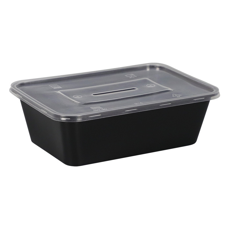 Borui disposable lunch box takeaway lunch box fast food rectangular thickened with lid transparent pp plastic wholesale