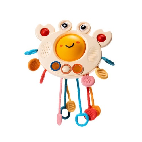 Baby pumping toy hand fine movement training puzzle early education baby flying saucer crab finger pulling toy