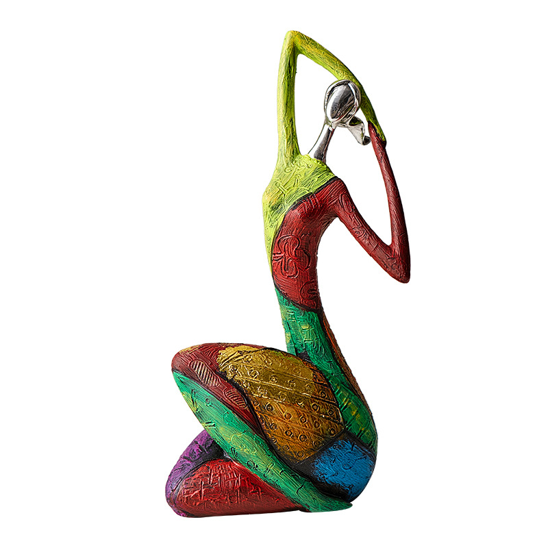 Creative abstract character ornaments home living room TV cabinet decoration office art yoga ornaments oil painting woman