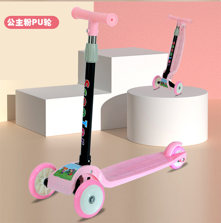 Wholesale gifts folding children's scooter 2-8 years old three-wheel flash bicycle baby scooter toy stroller