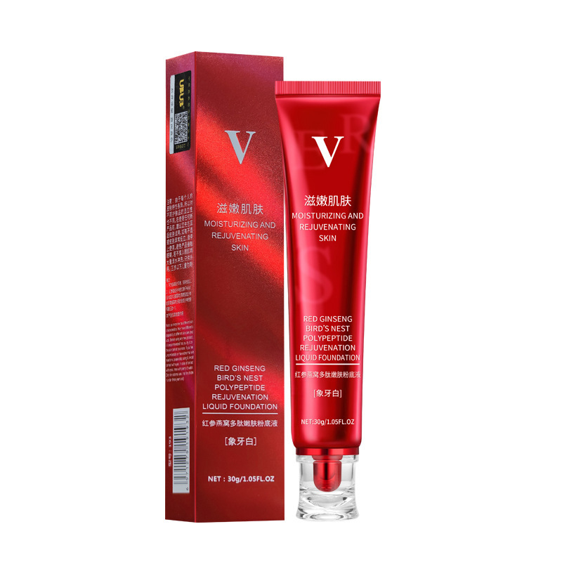 ubub red ginseng bird's nest polypeptide skin nourishing liquid foundation v long-lasting moisturizing concealer waterproof and sweat-proof not easy to remove makeup bb cream